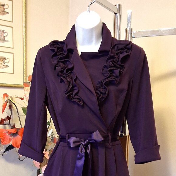 NWT Simon Chang Women's Well Tailored ¾ Sleeve Purple Midi Dress Tag Size 4 S - Picture 7 of 10